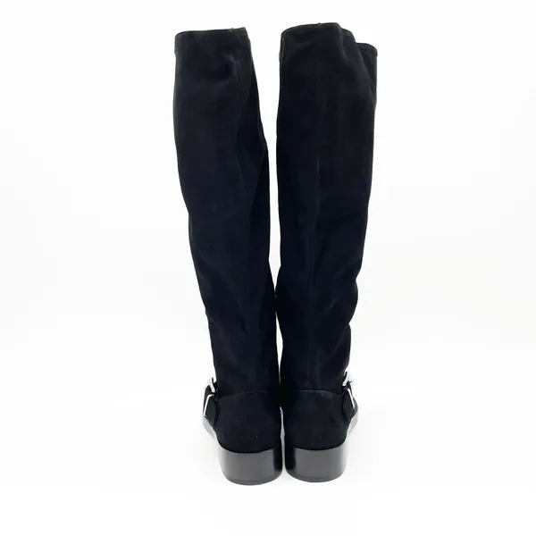 NEW Schutz Luidi Womens‎ 7 Buckled Suede Leather Knee Boot Black Side Zip - Image 4