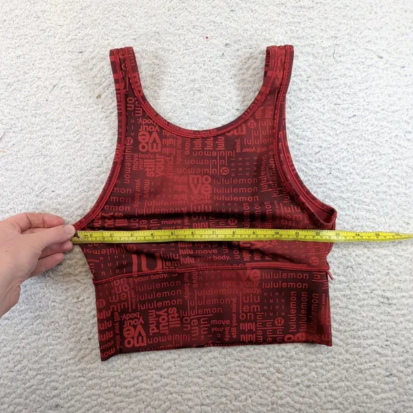 Lululemon Power Pivot Tank Top Ribbed‎ Wordmark Red Reversible Sports Bra Tank S - Image 3