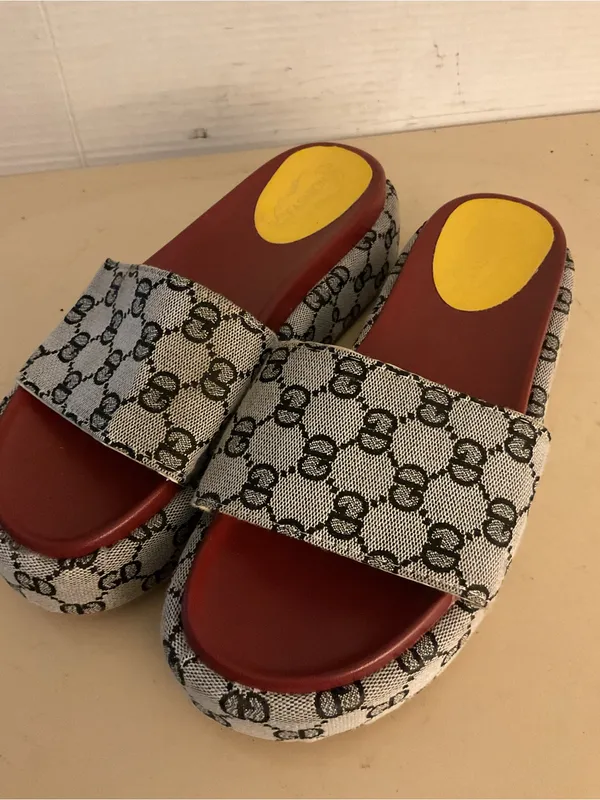 Fashion women canvas platform monogram slide sandals US 10 - Image 10