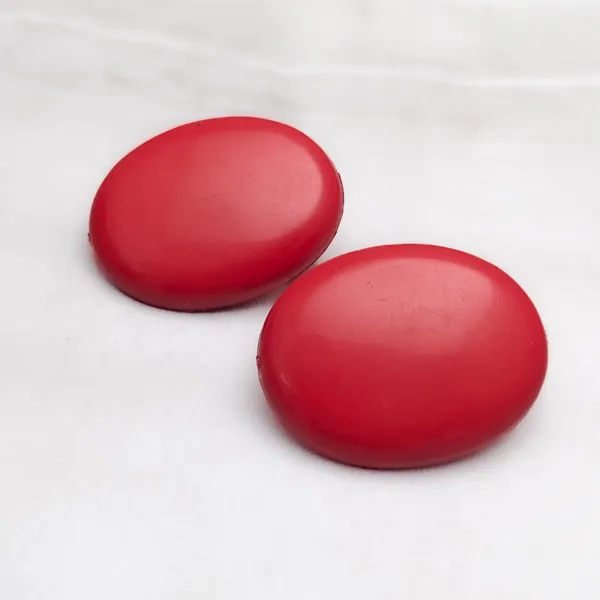 Vintage Clip On Earrings Large Red Oval Shape Statement Retro - Loose Clips - Image 2