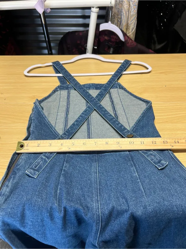 Apiece Apart Carmen Denim Overalls Size 0 Blue Wide Leg Cross Back Jumpsuit - Image 14