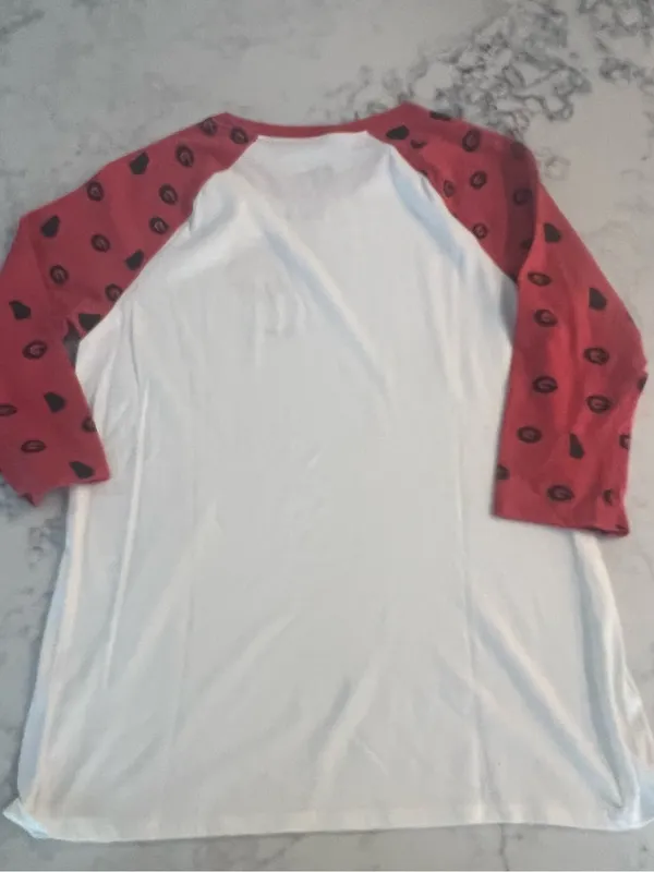 Nike Georgia Bulldogs UGA 3/4 Sleeve Raglan T Shirt Red White Women’s Large - Image 2