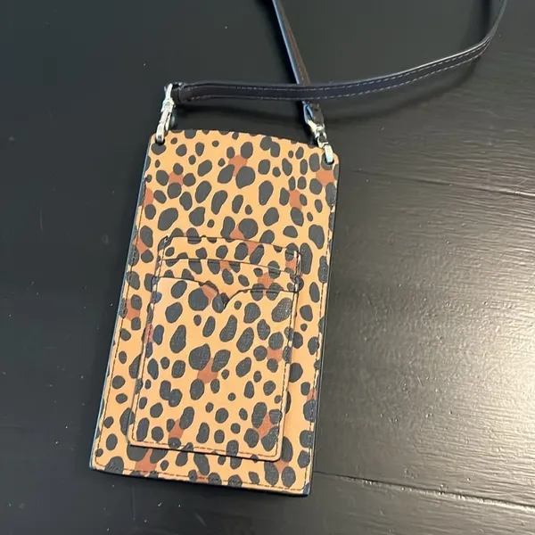 Kate Spade Leopard Spencer Slim Phone‎ Crossbody Bag Saffiano Leather Brown - Image 5