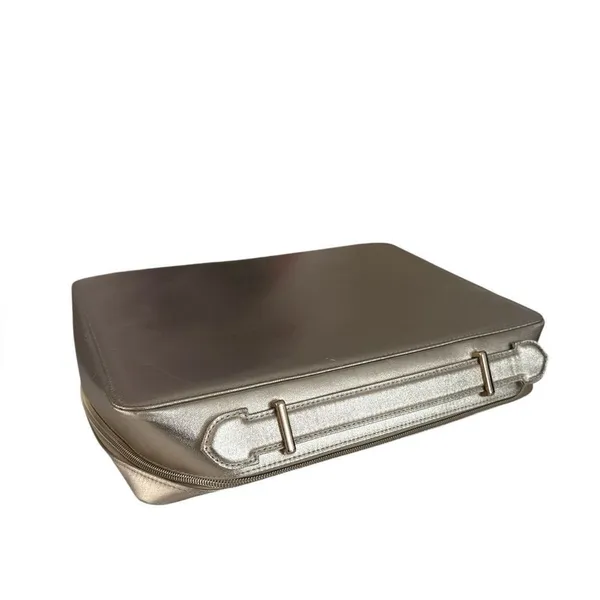 Lancome Cosmetic Makeup bag train case EUC Gold - Image 5