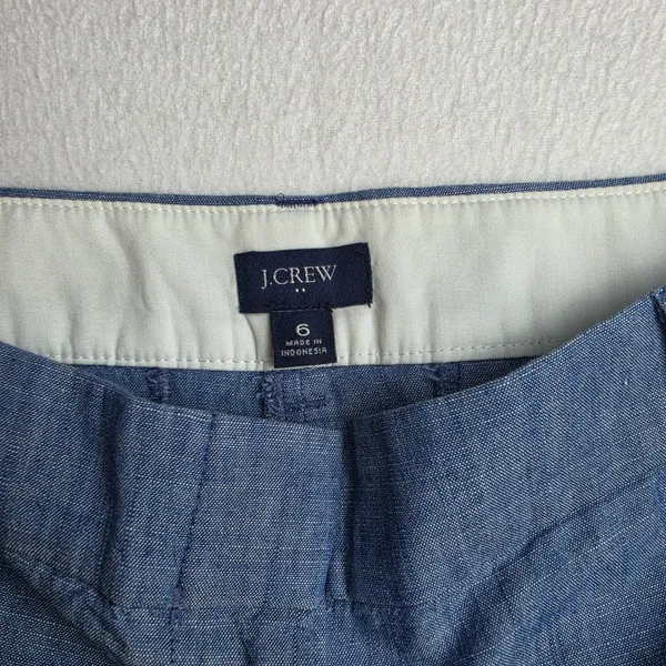 J. Crew Womens 5 Inch Classic Chambray Shorts‎ Blue Cotton AY431 Size 6 - Image 4