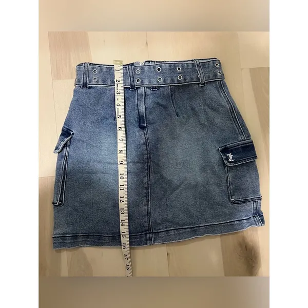 Juicy Couture NWT Size 25 XS Blue Denim Belted Cotton Cargo Miniskirt Retro Y2K - Image 12