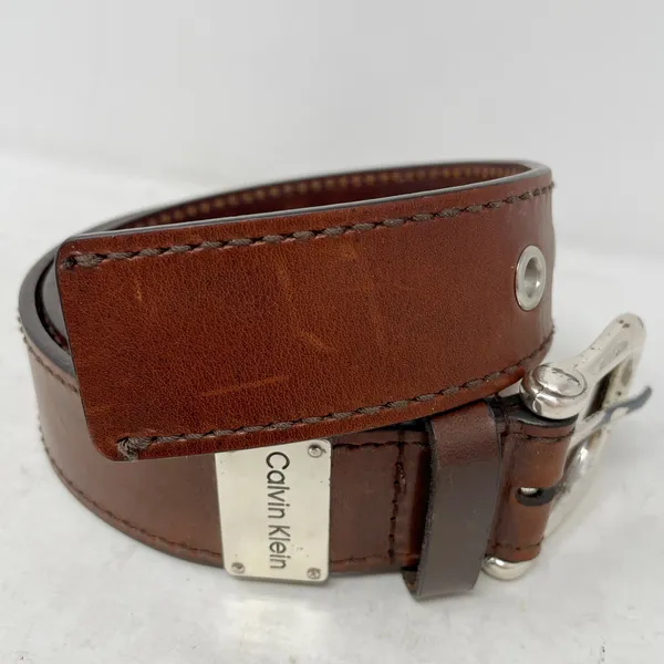 Calvin Klein Vintage Y2K Brown Leather Belt Size Small - Image 4