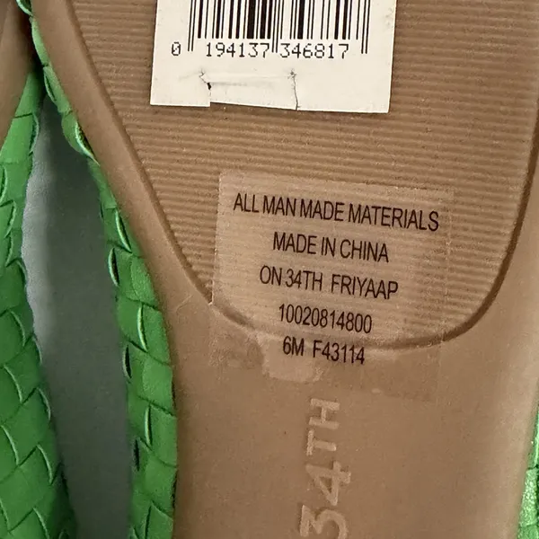 On 34th Size-6M‎ Women's Friyaa Woven Ballet Flats Green - Image 3