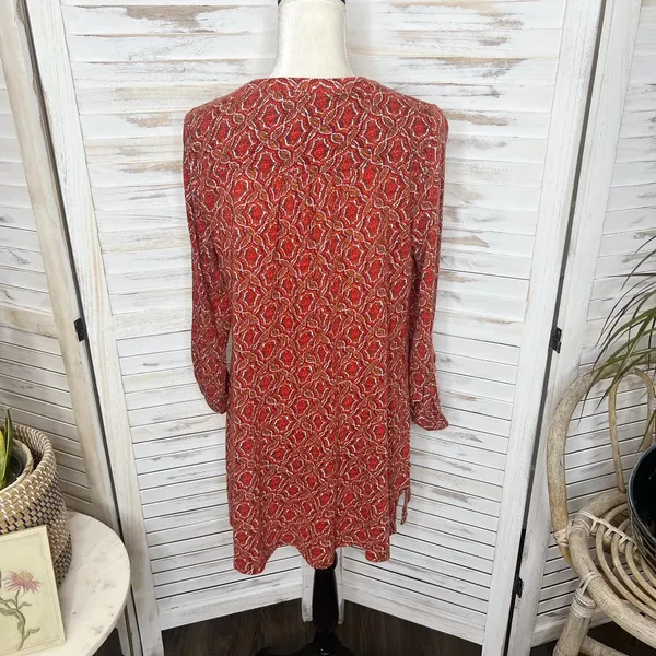 AKEMI + Kin ANTHRO Women's Humboldt Tunic Top Boho Red Floral Tasseled Medium - Image 15
