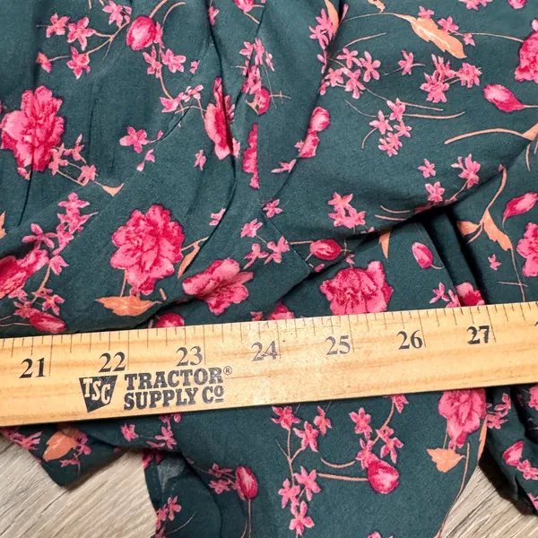 Free People Flower Fields Mini Dress‎ Drawstring Waist Teal Pink Medium M - Image 9