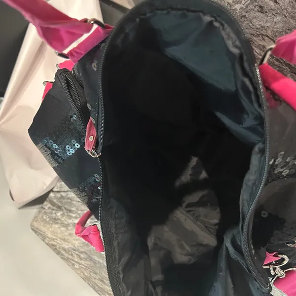 Victoria's Secret Black and Pink Sparkle Tote Bag - Image 5