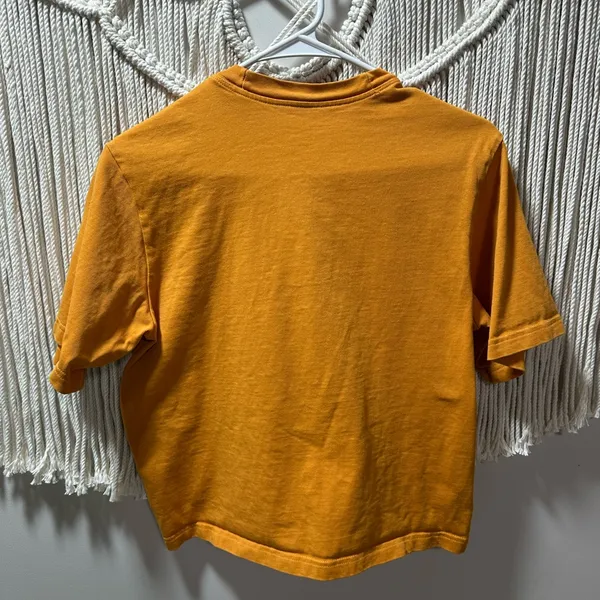 Nike Orange Cropped Short-Sleeve Tee with White Swoosh - Image 5