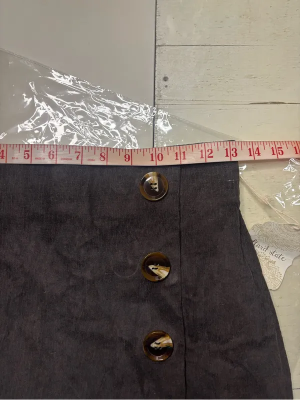 Altar'd State Corduroy Faux Button A Line Mini Skirt Size Small New Brown Fall - Image 3