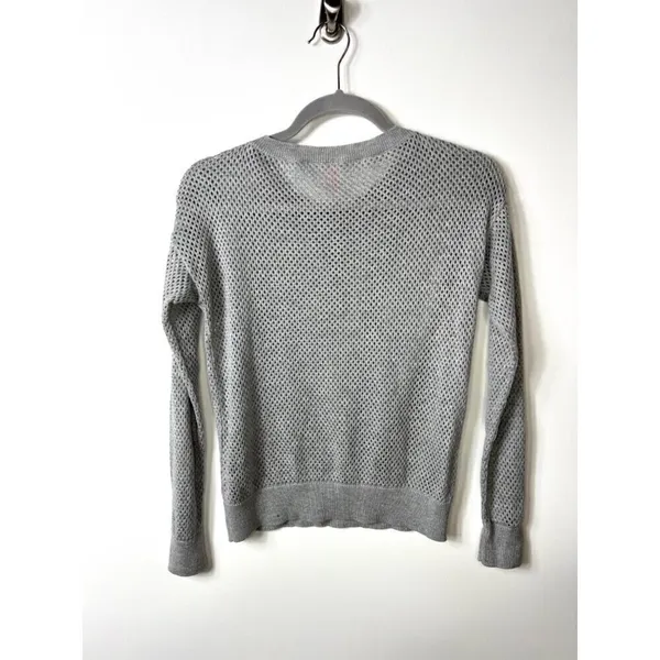 Maaji‎ Activewear Gray Mesh Knit Long Sleeve Sweater Crew Neck Women Medium - Image 7