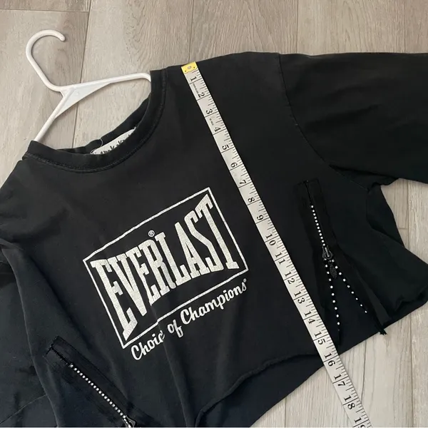 IamKoko.La Everlast Crop Top short sleeve rhinestone zip womens Black (one size) - Image 5