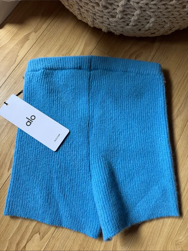 ALO Yoga Cashmere Ribbed Noble Short in Azure Blue - Image 4