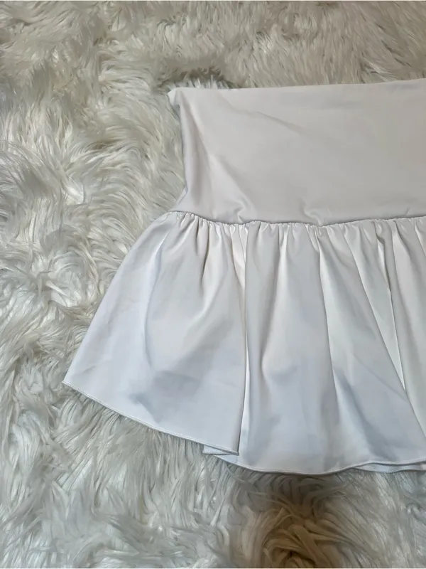 Women's Athletic Skort Skirt Solid White A-Line Pleated Mini Shorts Tennis Golf - Image 2