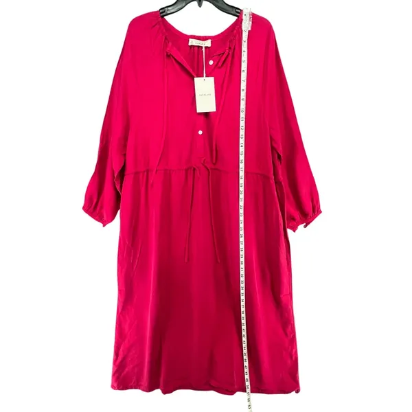 Everlane Tencel Gathered Maxi Dress L Pink Button Modest Oversized Quiet Luxury‎ - Image 9