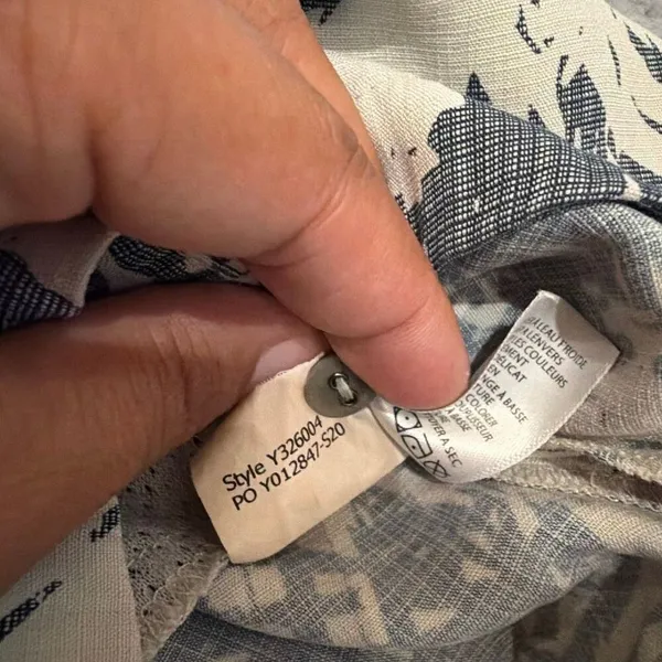 Royal Robbins Small Blue Ivory Tropical Print Shift Dress Short Sleeve Pockets # - Image 9