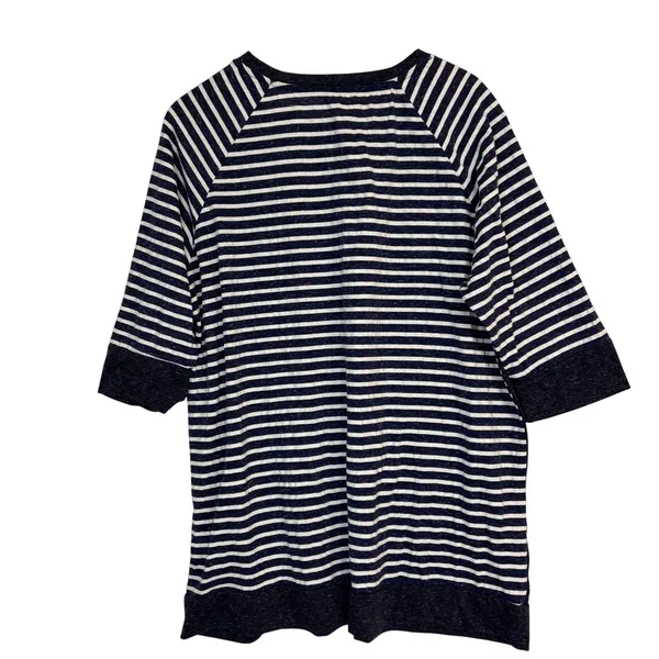 Umgee Tunic Top Womens‎ 1XL Navy Striped Raglan Kangaroo Pocket Casual Nautical - Image 3