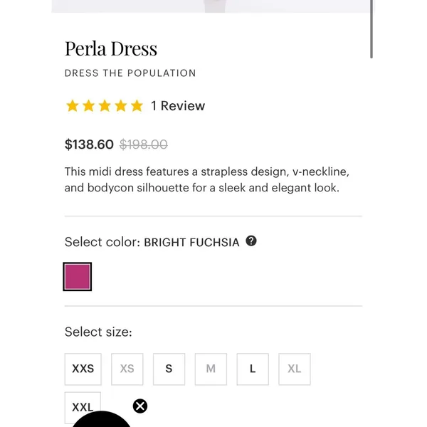 Dress The Population Perla Strapless V-Neck Midi Dress Bright Fuchsia XXL NWT - Image 10