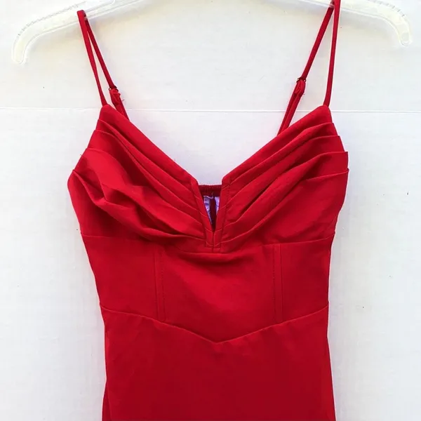 Princess Polly size 8 Red Zuri Plunge Pleated Bust Fitted Sheath Mini dress-DEFECT - Image 4