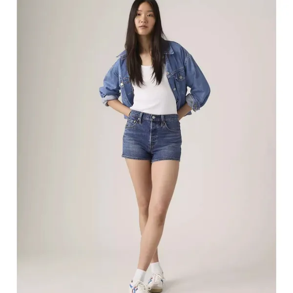New Levi's 25 Premium 501 High Rise Women's Shorts Midnight Dark Wash Size 25 - Image 2