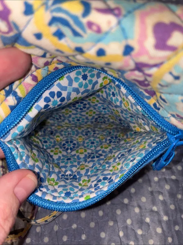 Vera Bradley Capri Blue Paisley Quilted Crossbody Bag Purse Blue, Green, Purple - Image 8