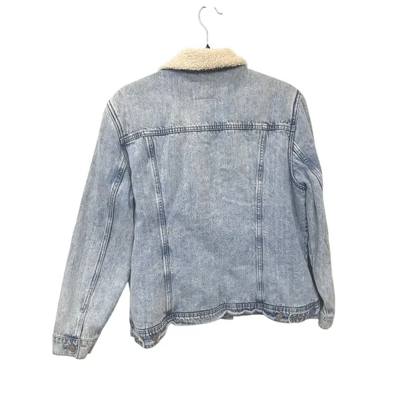 Old Navy Womens Sherpa Lined Denim Trucker Farm Ranch Chore Jacket Cotton XL - Image 2