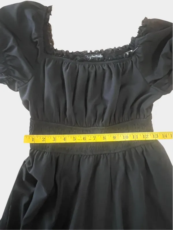 Scarlet Darkness Black Gothic Pirate A-Line Midi Dress Pockets Small - Image 9