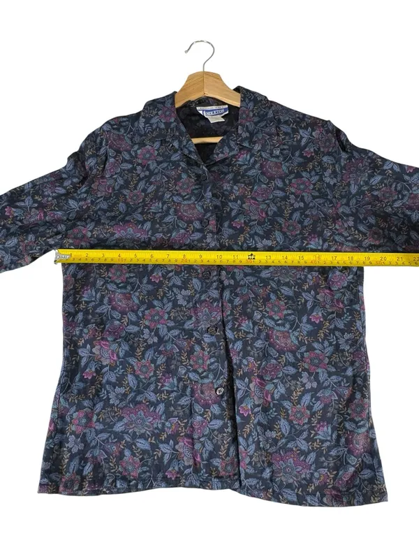 Vintage 90s Pendleton Womens 10 Floral Rayon Blouse Whimsigoth Button Down - Image 7