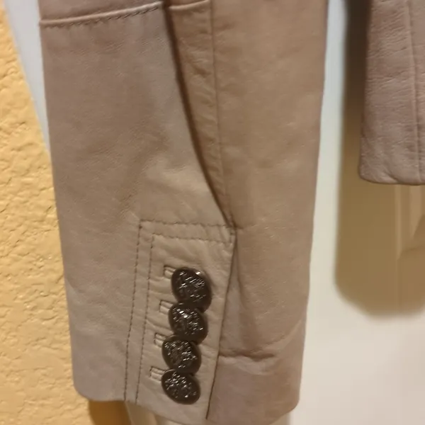 Kenneth Cole Leather Jacket Beige Size M - Image 9