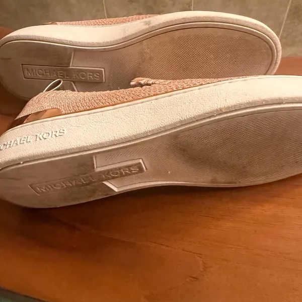 Michael Kors Rose Gold Sparkling Blush Knit Slip-On Shoes - Image 5