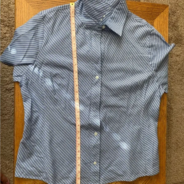 Apt 9 women’s Blue Striped collared Button Down Long Sleeves Shirt - Image 7