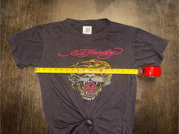 Ed Hardy Tiger Graphic T-Shirt Black Y2K Vintage Style Womens S - Image 4