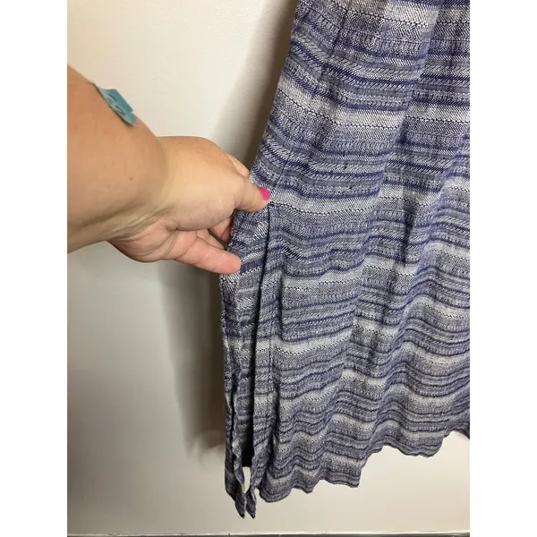 Pure Jill J. Jill Maxi Dress Womens Medium Blue Linen Striped Sleeveless Pockets - Image 5