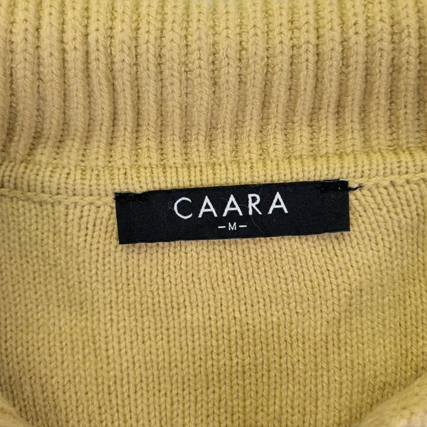 CAARA Mustard Yellow Collared Knit Sweater Cropped Pullover Womens Medium Prep‎ - Image 5