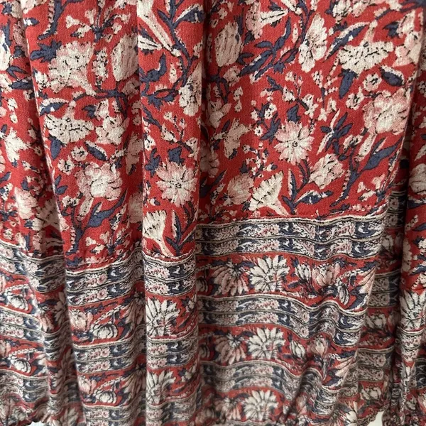 Lucky Brand Burgundy and Cream Patterned Blouse - Image 2