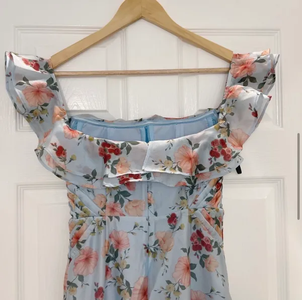 Majorelle Godfrey Gown Blue Floral Off The Shoulder Dress Size XS - Image 8
