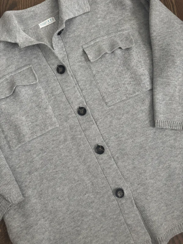 oversized knit chunky sweater grey jacket/shacket - Image 5