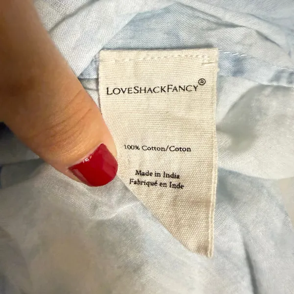 LoveShackFancy Natasha Light Blue Tie Dye Cotton Ruffled Tiered Lace Mini Dress - Image 11