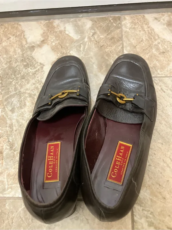 vintage Cole Haan dark brown leather horsebit loafers made in Italy - Image 6