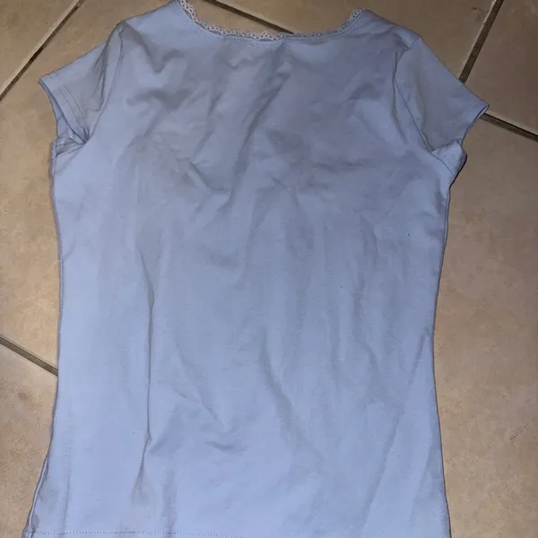 Edikted Light Blue Lace Trim Baby Tee Size S - Image 4