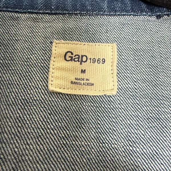 Gap 1969 Womens Medium Wash Denim Trench Coat Belted Frayed Hem Size M Y2K - Image 3