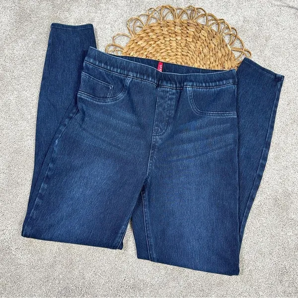Spanx Ankle Jean-Ish Leggings Jeggings High-Rise Twilight Rinse Blue Size L - Image 4