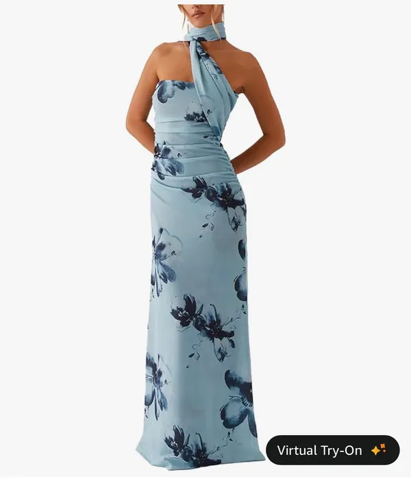 Summer Floral Formal Wedding Guest Dress Strapless Tube Dress with Scarf Summer Cocktail Long Maxi Dresses - Image 6