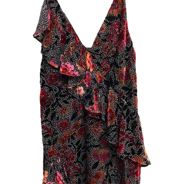 Jill Stuart Ruffled Floral 3D Velvet Floral Maxi Dress Size 6 - Image 4