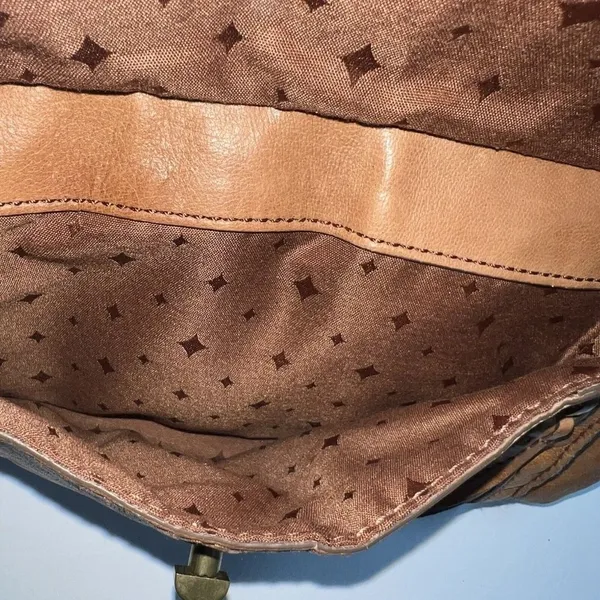 Vintage Fossil Leather Crossbody Bag Purse Brown 13.5 X 11" Womens Ladies - Image 3