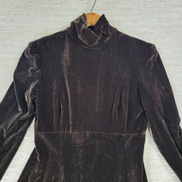 Vintage KC Spencer Velvet Maxi Dress Sz 6 Brown Turtleneck Whimsigoth Cocktail - Image 13