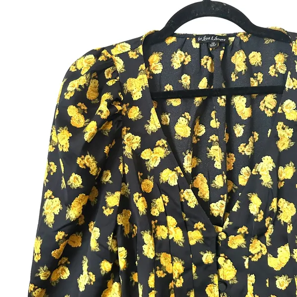 FOR‎ LOVE & LEMONS Elisa Marigold Pleated Blouse Sz XS - Image 4